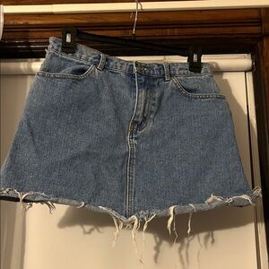 Denim Frayed Hem Mini Skirt